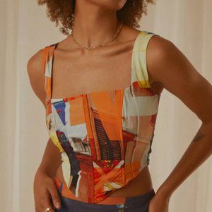 NWT Peppermayo Exclusive - Strolling Sunset Bustier Top - PM Film Graphic